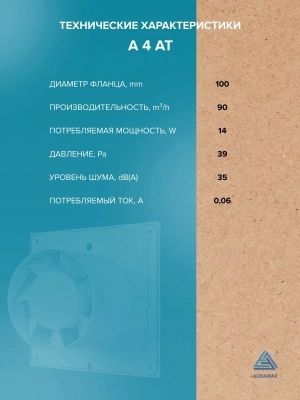 Вентилятор накладной A D100 AT AURAMAX